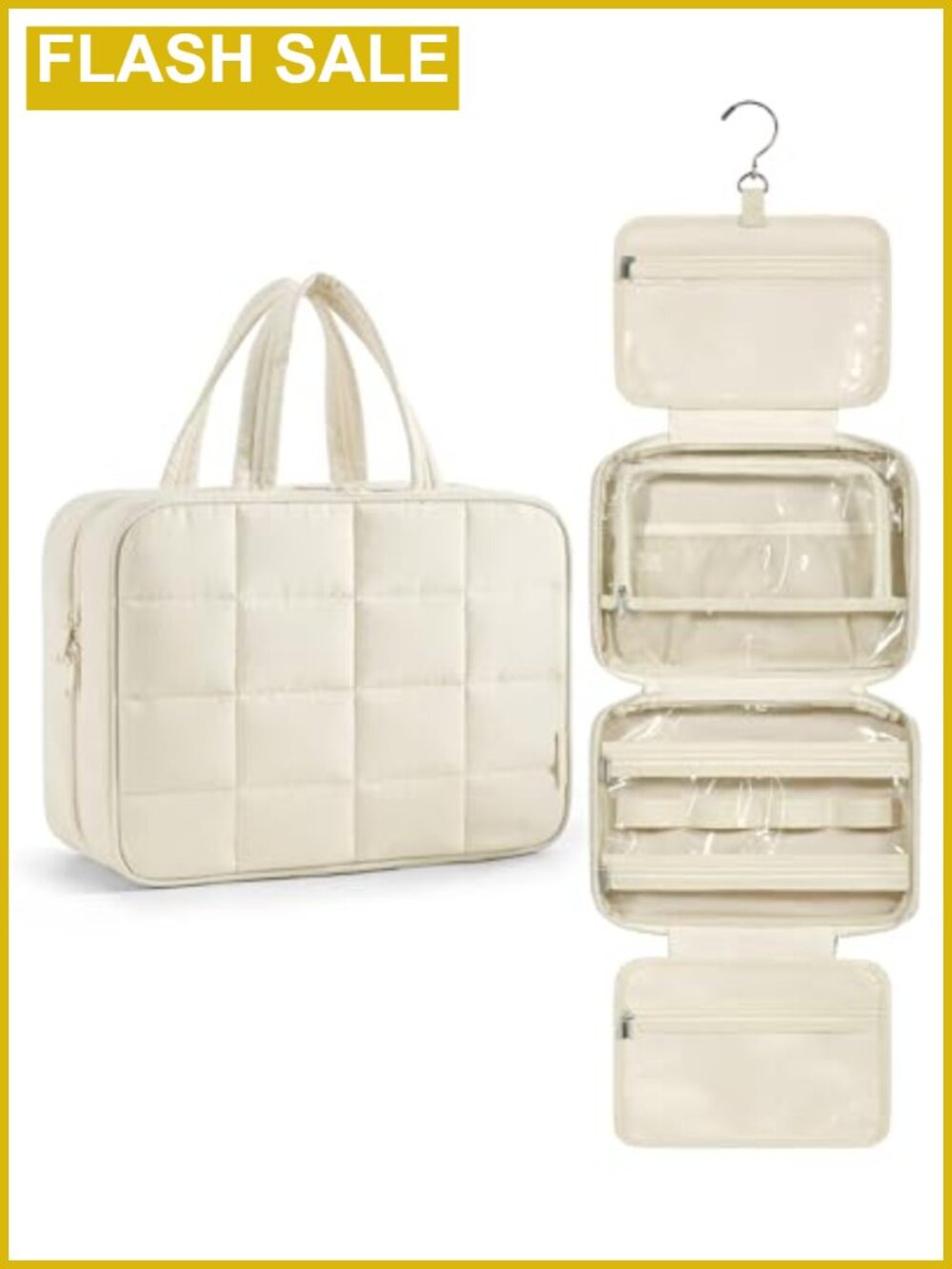 Hanging Travel Toiletry Bag with Jewelry Organizer, Water Resistant Nylon,